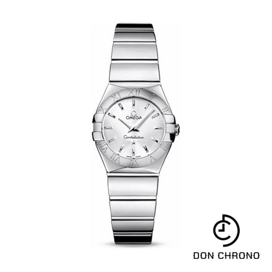 Omega Ladies Constellation Polished Quartz Watch - 24 mm Polished Steel Case - Silver Dial - Steel Bracelet - 123.10.24.60.02.002