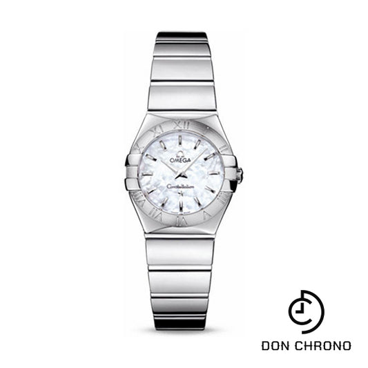 Omega Ladies Constellation Polished Quartz Watch - 24 mm Polished Steel Case - Mother-Of-Pearl Dial - Steel Bracelet - 123.10.24.60.05.002