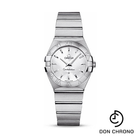 Omega Ladies Constellation Quartz Watch - 27 mm Brushed Steel Case - Silver Dial - 123.10.27.60.02.001