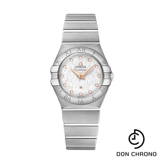 Omega Constellation Quartz Watch - 27 mm Steel Case - White -Silvery Diamond Dial - 123.10.27.60.52.001