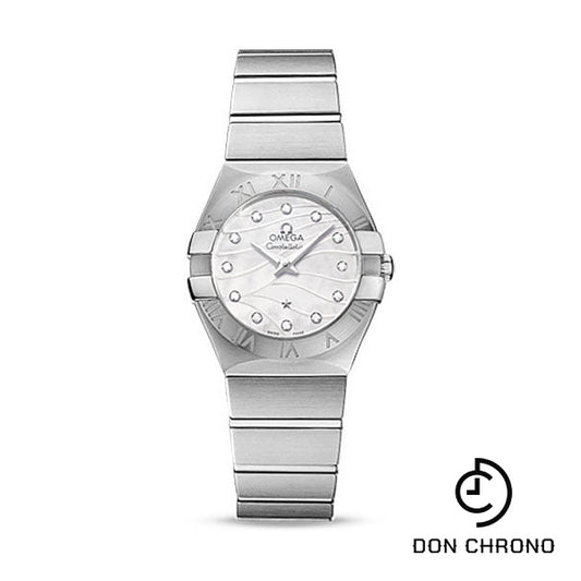 Omega Constellation Quartz 27 mm Watch - 27.0 mm Steel Case - Mother-Of-Pearl Diamond Dial - 123.10.27.60.55.003