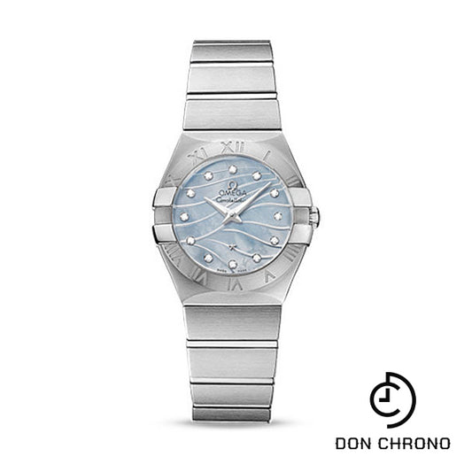 Omega Constellation Quartz 27 mm Watch - 27.0 mm Steel Case - Blue Mother-Of-Pearl Diamond Dial - 123.10.27.60.57.001