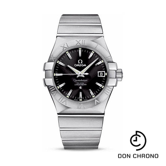 Omega Gents Constellation Chronometer Watch - 35 mm Brushed Steel Case - Black Dial - 123.10.35.20.01.001