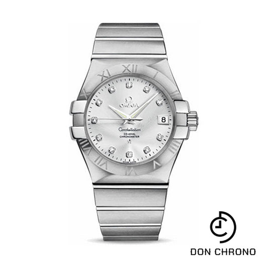 Omega Gents Constellation Chronometer Watch - 35 mm Brushed Steel Case - Silver Diamond Dial - 123.10.35.20.52.001