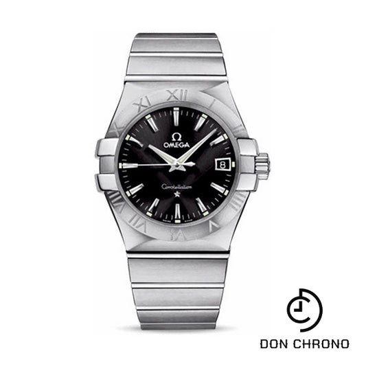 Omega Gents Constellation Quartz Watch - 35 mm Brushed Steel Case - Black Dial - 123.10.35.60.01.001