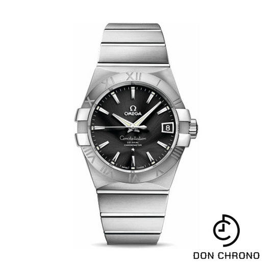 Omega Gents Constellation Chronometer Watch - 38 mm Brushed Steel Case - Black Dial - 123.10.38.21.01.001