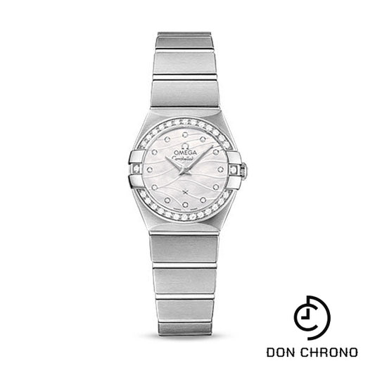 Omega Constellation Quartz Watch - 24 mm Steel Case - Diamond-Set Steel Bezel - Mother-Of-Pearl Diamond Dial - 123.15.24.60.55.006