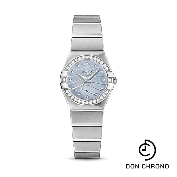 Omega Constellation Quartz Watch - 24 mm Steel Case - Diamond-Set Steel Bezel - Blue Mother-Of-Pearl Diamond Dial - 123.15.24.60.57.001