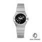 Omega Ladies Constellation Chronometer Watch - 27 mm Brushed Steel Case - Diamond Bezel - Black Dial - 123.15.27.20.01.001