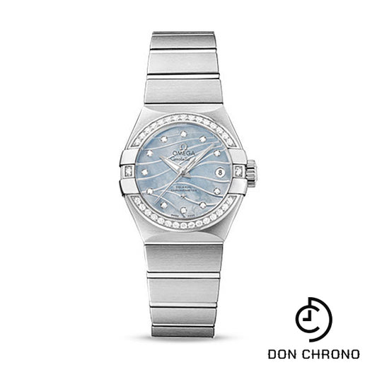 Omega Constellation Co-Axial Watch - 27 mm Steel Case - Diamond-Set Steel Bezel - Blue Mother-Of-Pearl Dial - 123.15.27.20.57.001