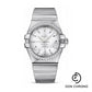 Omega Gents Constellation Chronometer Watch - 35 mm Brushed Steel Case - Diamond Bezel - Silver Dial - 123.15.35.20.02.001