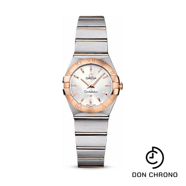 Omega Ladies Constellation Quartz Watch - 24 mm Brushed Steel And Red Gold Case - Silver Dial - 123.20.24.60.02.001