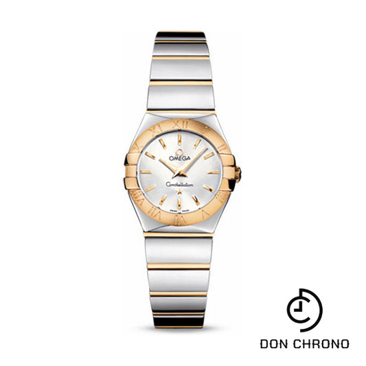 Omega Ladies Constellation Polished Quartz Watch - 24 mm Polished Steel And Yellow Gold Case - Silver Dial - Steel And Yellow Gold Bracelet - 123.20.24.60.02.004