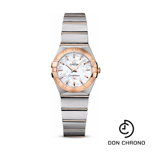 Omega Ladies Constellation Quartz Watch - 24 mm Brushed Steel And Red Gold Case - Mother-Of-Pearl Dial - 123.20.24.60.05.001