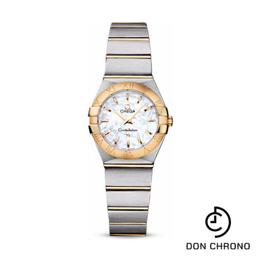 Omega Ladies Constellation Quartz Watch - 24 mm Brushed Steel And Yellow Gold Case - Mother-Of-Pearl Dial - 123.20.24.60.05.002