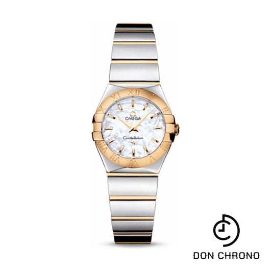 Omega Ladies Constellation Polished Quartz Watch - 24 mm Polished Steel And Yellow Gold Case - Mother-Of-Pearl Dial - Steel And Yellow Gold Bracelet - 123.20.24.60.05.004