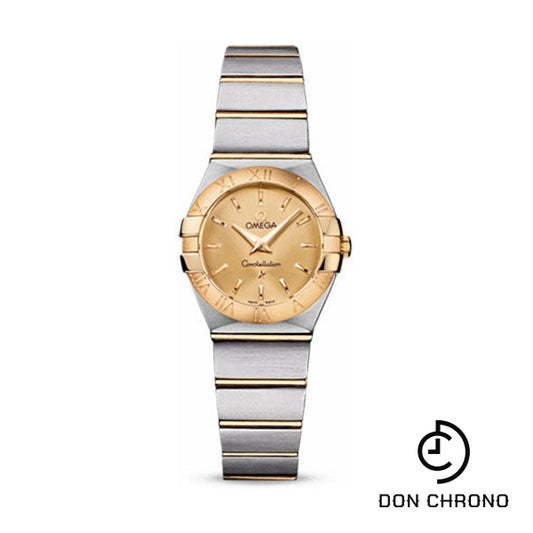 Omega Ladies Constellation Quartz Watch - 24 mm Brushed Steel And Yellow Gold Case - Champagne Dial - 123.20.24.60.08.001