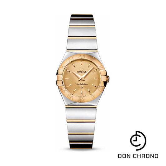 Omega Ladies Constellation Polished Quartz Watch - 24 mm Polished Steel And Yellow Gold Case - Champagne Dial - Steel And Yellow Gold Bracelet - 123.20.24.60.08.002