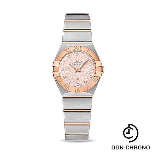 Omega Constellation Quartz Watch - 24 mm Steel Case - 18K Red Gold Bezel - Pink Mother-Of-Pearl` Diamond Dial - 123.20.24.60.57.003