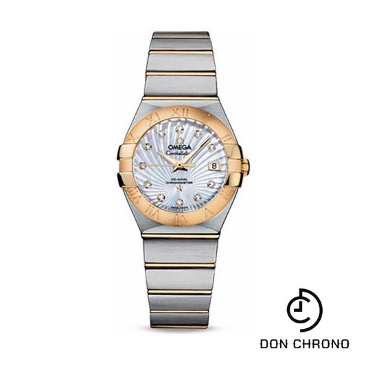 Omega Ladies Constellation Chronometer Watch - 27 mm Brushed Steel And Yellow Gold Case - Mother-Of-Pearl Supernova Diamond Dial - 123.20.27.20.55.002