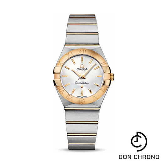 Omega Ladies Constellation Quartz Watch - 27 mm Brushed Steel And Yellow Gold Case - Silver Dial - 123.20.27.60.02.002