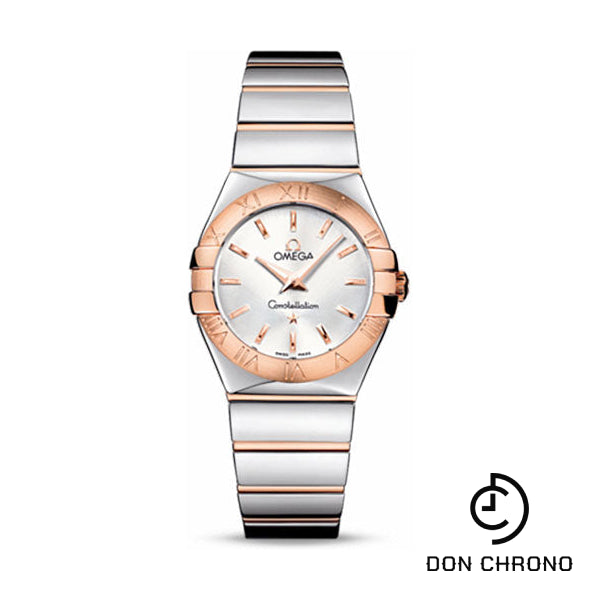 Omega Ladies Constellation Polished Quartz Watch - 27 mm Polished Steel And Red Gold Case - Silver Dial - Steel And Red Gold Bracelet - 123.20.27.60.02.003