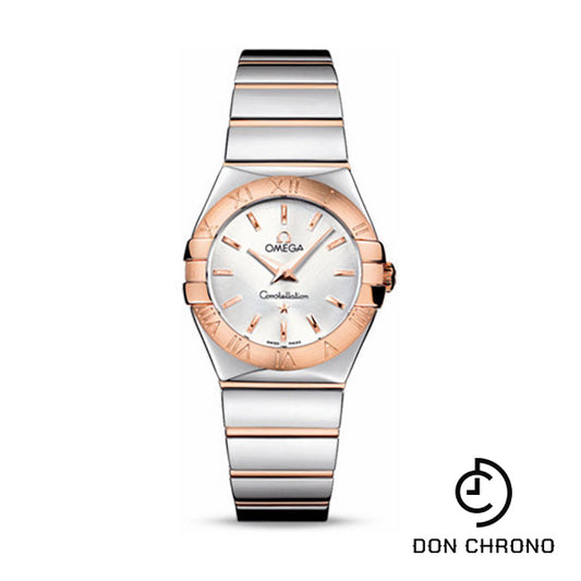 Omega Ladies Constellation Polished Quartz Watch - 27 mm Polished Steel And Red Gold Case - Silver Dial - Steel And Red Gold Bracelet - 123.20.27.60.02.003