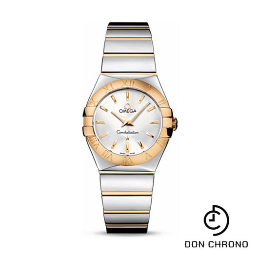 Omega Ladies Constellation Polished Quartz Watch - 27 mm Polished Steel And Yellow Gold Case - Silver Dial - Steel And Yellow Gold Bracelet - 123.20.27.60.02.004