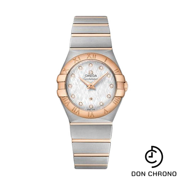 Omega Constellation Quartz Watch - 27 mm Steel And Red Gold Case - White -Silvery Diamond Dial - 123.20.27.60.52.002