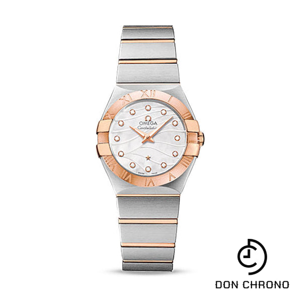 Omega Constellation Quartz 27 mm Watch - 27.0 mm Steel And Red Gold Case - 18K Red Gold Bezel - Mother-Of-Pearl Diamond Dial - Steel Bracelet - 123.20.27.60.55.006