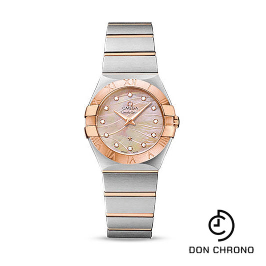 Omega Constellation Quartz 27 mm Watch - 27.0 mm Steel And Red Gold Case - 18K Red Gold Bezel - Red Gold Mother-Of-Pearl Diamond Dial - Steel Bracelet - 123.20.27.60.57.002