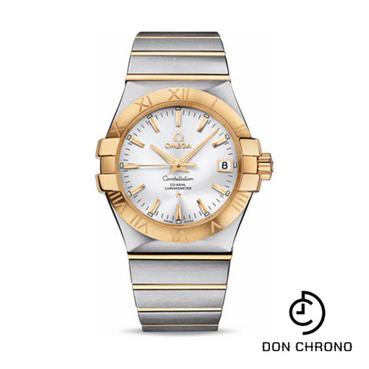 Omega Gents Constellation Chronometer Watch - 35 mm Brushed Steel And Yellow Gold Case - Silver Dial - 123.20.35.20.02.002