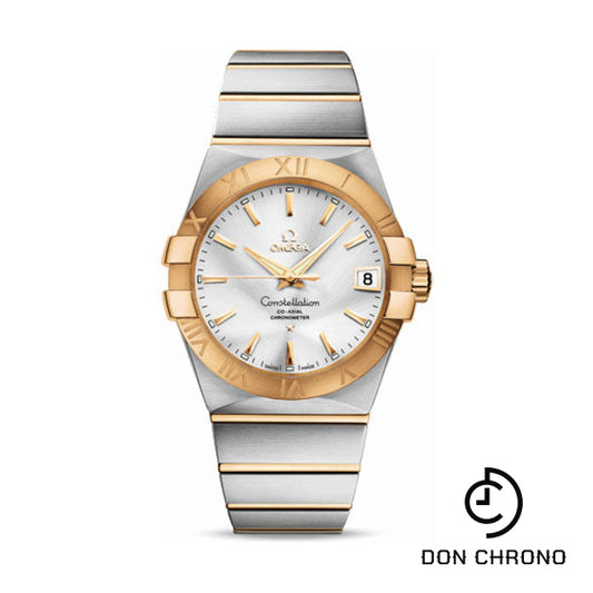 Omega Gents Constellation Chronometer Watch - 38 mm Brushed Steel And Yellow Gold Case - Silver Dial - 123.20.38.21.02.002