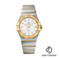 Omega Constellation Co-Axial Master Chronometer Watch - 38 mm Steel And Yellow Gold Case - White -Silvery Dial - Brushed Steel Bracelet - 123.20.38.21.02.006