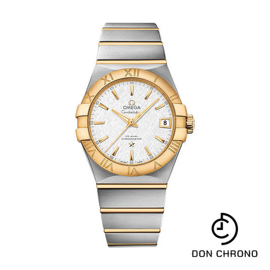 Omega Constellation Co-Axial Master Chronometer Watch - 38 mm Steel And Yellow Gold Case - White -Silvery Dial - Brushed Steel Bracelet - 123.20.38.21.02.006