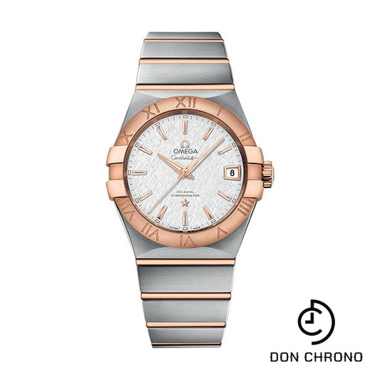 Omega Constellation Co-Axial Watch - 38 mm Steel And Red Gold Case - White -Silvery Dial - 123.20.38.21.02.007