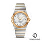 Omega Gents Constellation Chronometer Watch - 38 mm Brushed Steel And Yellow Gold Case - Silver Diamond Dial - 123.20.38.21.52.002