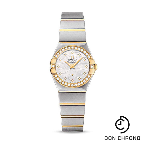 Omega Constellation Quartz Watch - 24 mm Steel And Yellow Gold Case - Diamond-Set Yellow Gold Bezel - Mother-Of-Pearl Diamond Dial - Steel Bracelet - 123.25.24.60.55.011