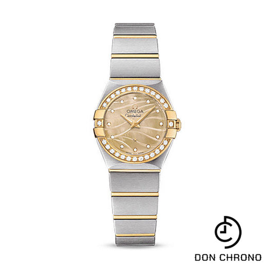 Omega Constellation Quartz Watch - 24 mm Steel And Yellow Gold Case - Diamond-Set Yellow Gold Bezel - Champagne Mother-Of-Pearl Diamond Dial - Steel Bracelet - 123.25.24.60.57.001