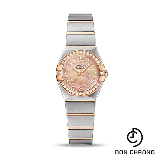 Omega Constellation Quartz Watch - 24 mm Red Gold Case - Diamond-Set Red Gold Bezel - Red Gold Mother-Of-Pearl Diamond Dial - Steel Bracelet - 123.25.24.60.57.002