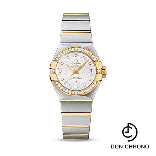 Omega Constellation Co-Axial Watch - 27 mm Steel And Yellow Gold Case - Diamond-Set Yellow Gold Bezel - Mother-Of-Pearl Dial - Steel Bracelet - 123.25.27.20.55.004