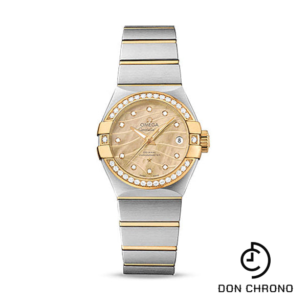 Omega Constellation Co-Axial Watch - 27 mm Steel And Yellow Gold Case - Diamond-Set Yellow Gold Bezel - Champagne Mother-Of-Pearl Dial - Steel Bracelet - 123.25.27.20.57.002