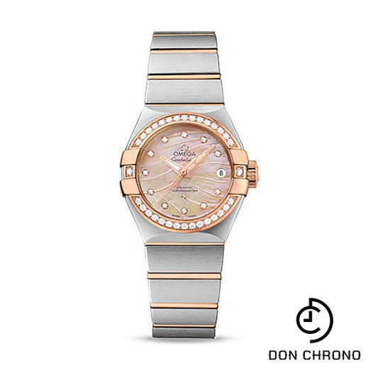 Omega Constellation Co-Axial Watch - 27 mm Steel And Red Gold Case - Diamond-Set Red Gold Bezel - Red Gold Mother-Of-Pearl Dial - Steel Bracelet - 123.25.27.20.57.003