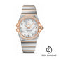 Omega Gents Constellation Chronometer Watch - 38 mm Brushed Steel And Red Gold Case - Diamond Bezel - Silver Diamond Dial - 123.25.38.21.52.001
