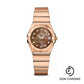 Omega Ladies Constellation Chronometer Watch - 27 mm Brushed Red Gold Case - Mother-Of-Pearl Diamond Dial - 123.50.27.20.57.001