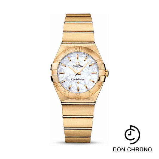 Omega Ladies Constellation Quartz Watch - 27 mm Brushed Yellow Gold Case - Mother-Of-Pearl Dial - 123.50.27.60.05.002