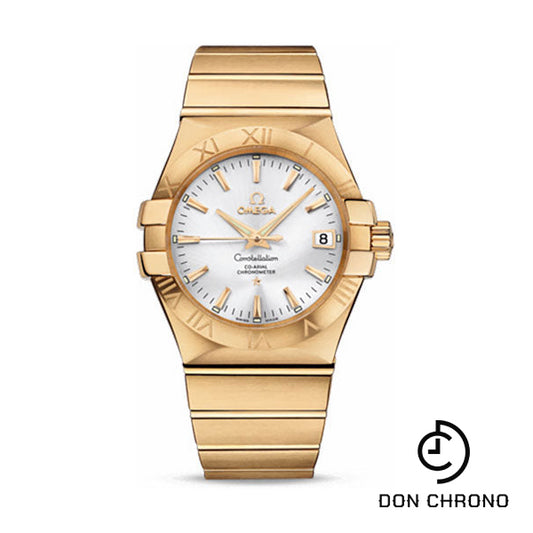 Omega Gents Constellation Chronometer Watch - 35 mm Brushed Yellow Gold Case - Silver Dial - 123.50.35.20.02.002