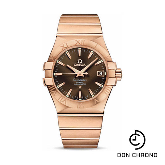 Omega Gents Constellation Chronometer Watch - 35 mm Brushed Red Gold Case - Brown Dial - 123.50.35.20.13.001