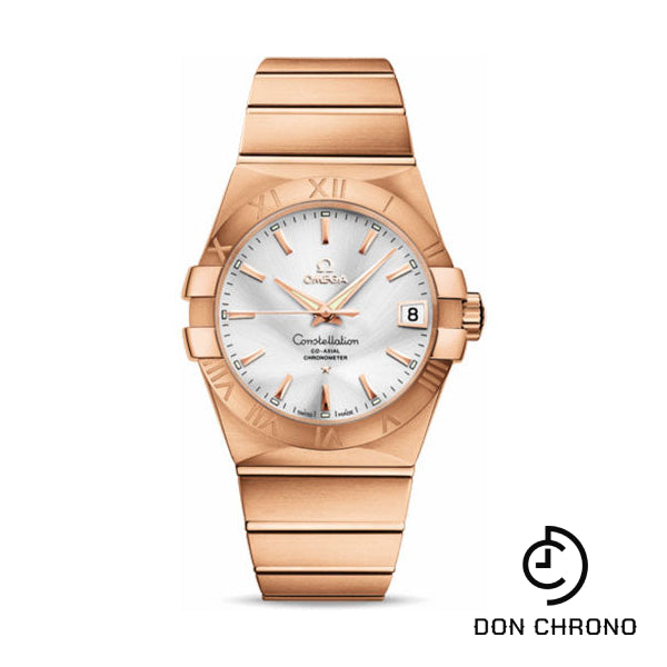Omega Gents Constellation Chronometer Watch - 38 mm Brushed Red Gold Case - Silver Dial - 123.50.38.21.02.001