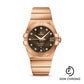 Omega Gents Constellation Chronometer Watch - 38 mm Brushed Red Gold Case - Brown Diamond Dial - 123.50.38.21.63.001